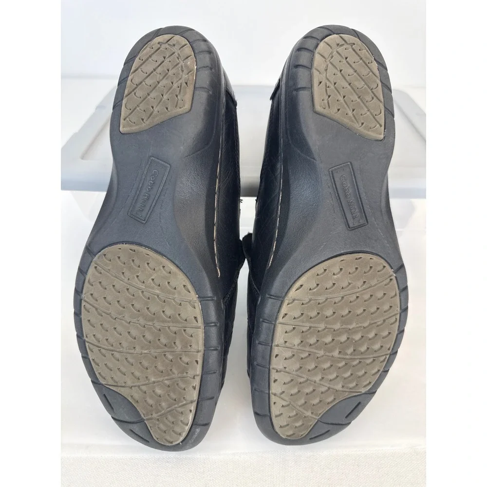 Cobb Hill New Balance Leather Loafers Women 8W Black Pleated Comfort CAG01BK